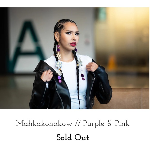 Indi City MAHKAKONAKOW Purple and Pink holiday statement earrings - Picture 3 of 17